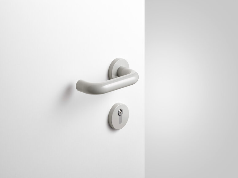 HEWI lever handle rock grey Lever handle with key rosette in the colour rock grey made of polyamide
