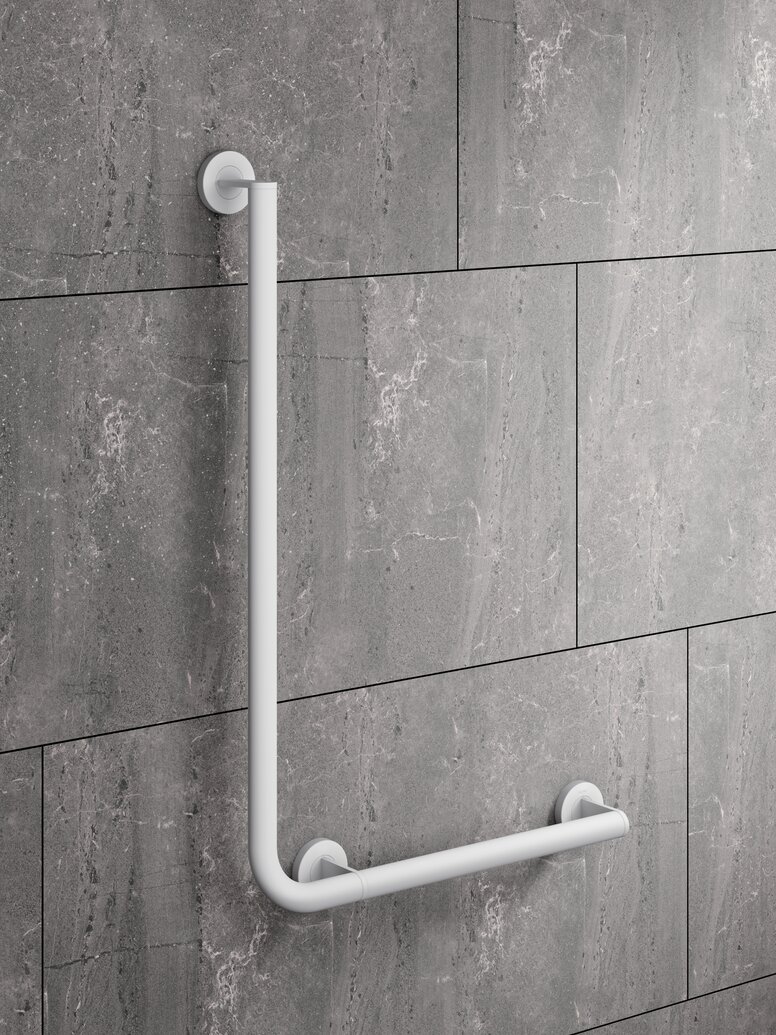 HEWI L-shaped support rail Angled handle in the colour white