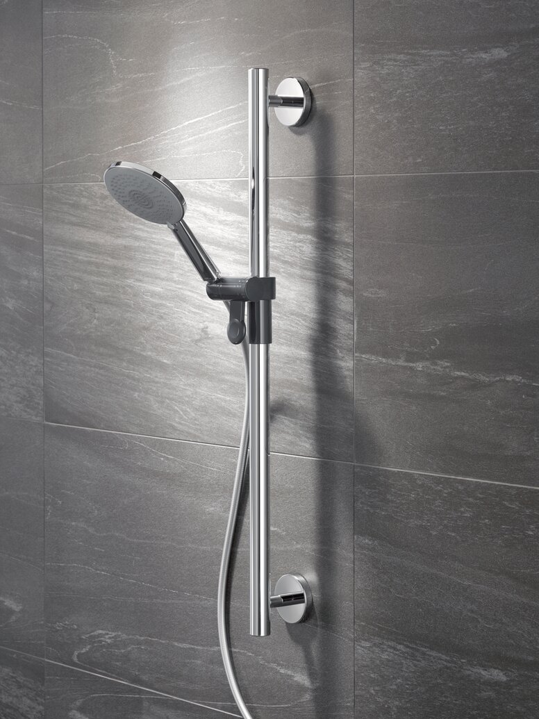 HEWI WARM TOUCH shower rail Shower rail with made of polyamide with chrome look